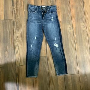 Cropped distressed raw hem jeans